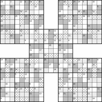 Killer Samurai Sudoku Puzzle 10 Black and White