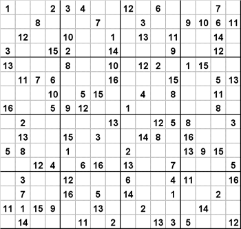 Oceanía Yo Contrapartida Sudoku - 16x16 Puzzles